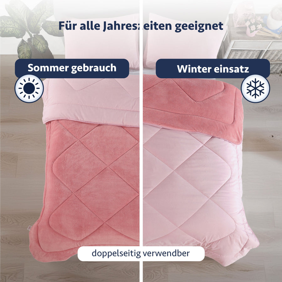 HELDENA Wellsoft Bettdecke Rosa – gesteppte Detailansicht