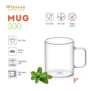Wilmax Glasbecher 320 ml 6er-Set Transparent Borosilikatglas – Anwendungs- oder Detailansicht; Lieferumfang: 6 Stück