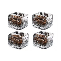 Timeless Glasschalen von unten – 4er Set transparent mit Vintage Facettenstruktur
