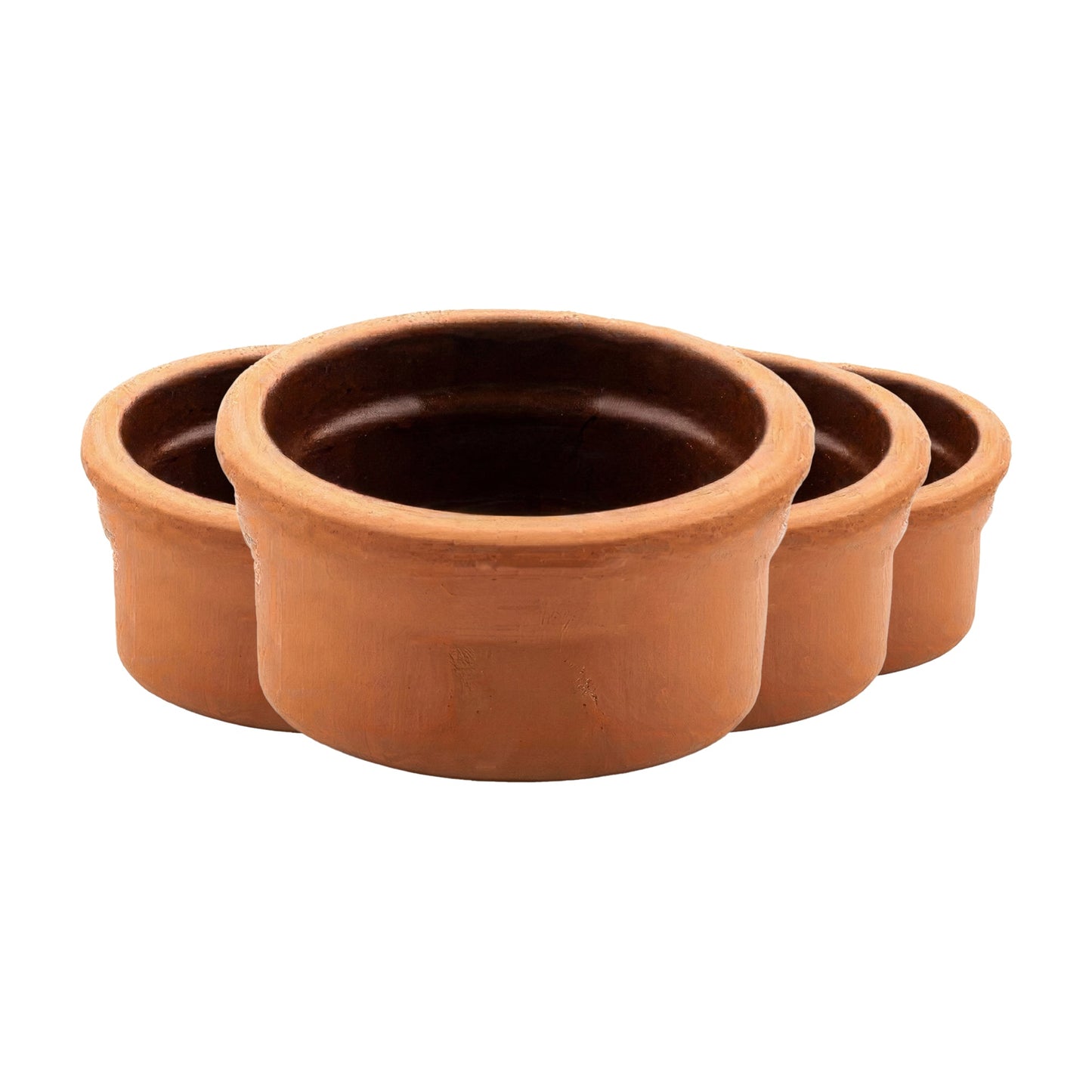 HELDENA Mini Terrakotta Schalen 4er Set 150 ml – Glasiert für Dips & Saucen
