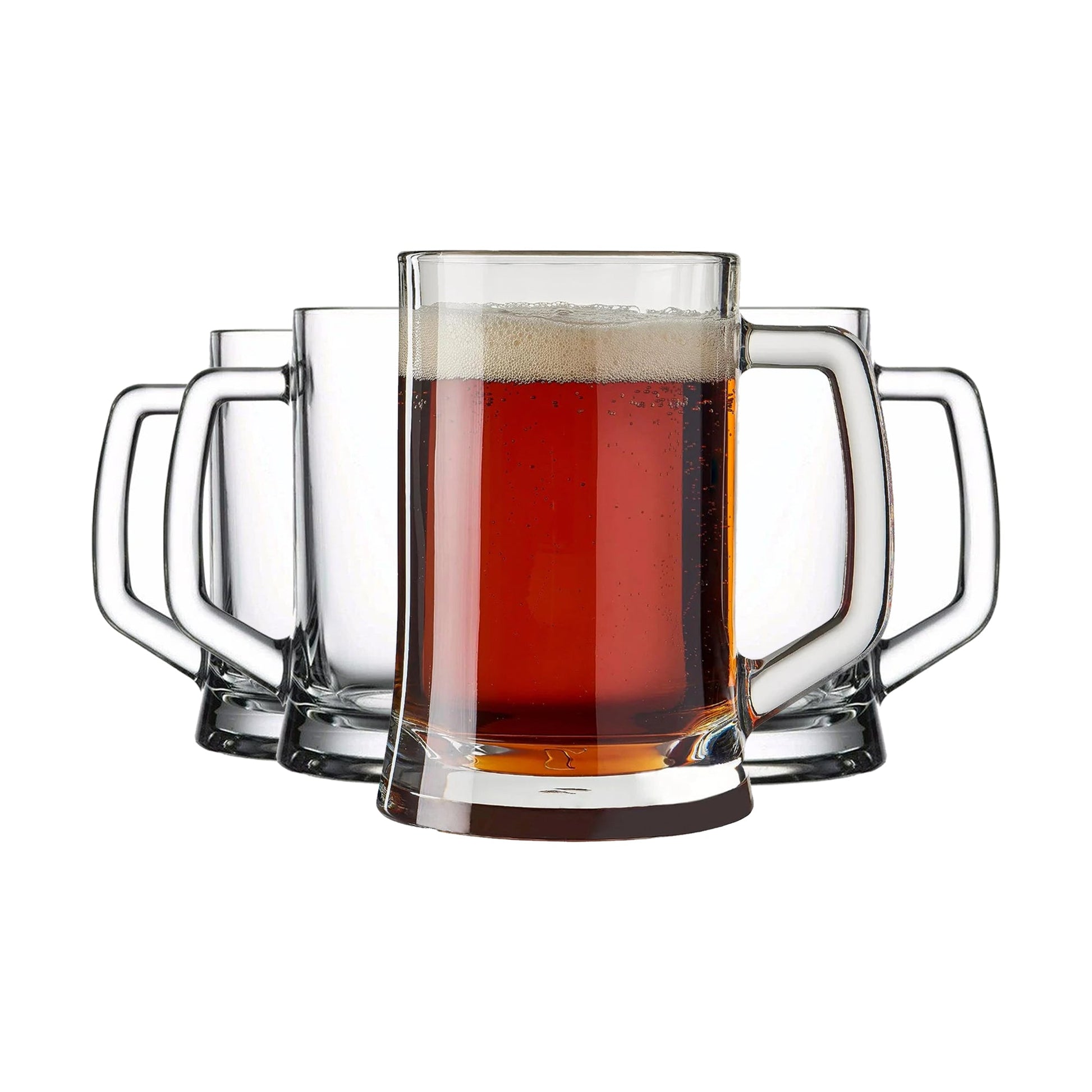 Vier Pasabahce Pub Bierkrüge 660 ml aus klarem Glas für Gäste und Party