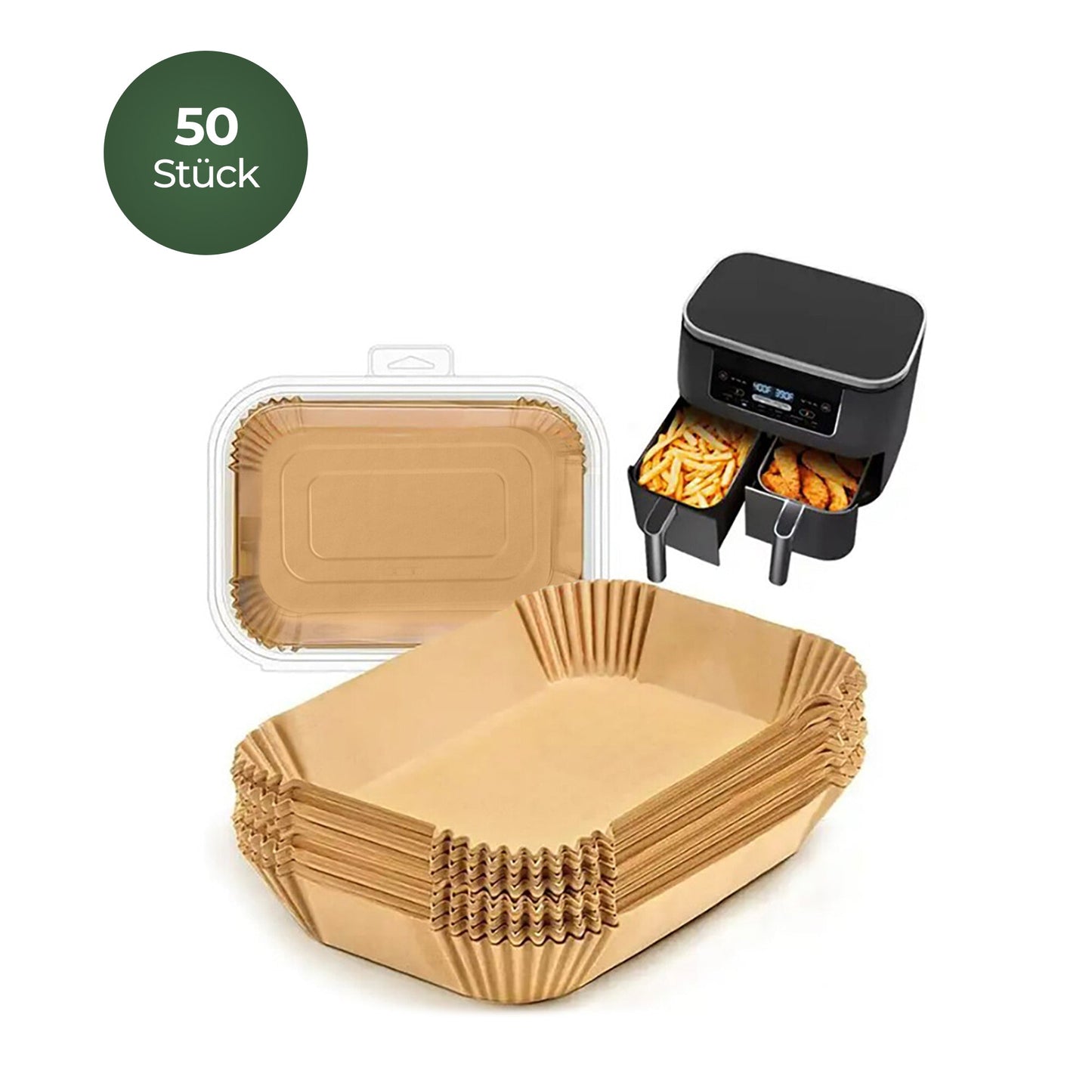 Michelino Airfryer Backpapier 22x14 cm rechteckig 50er Pack