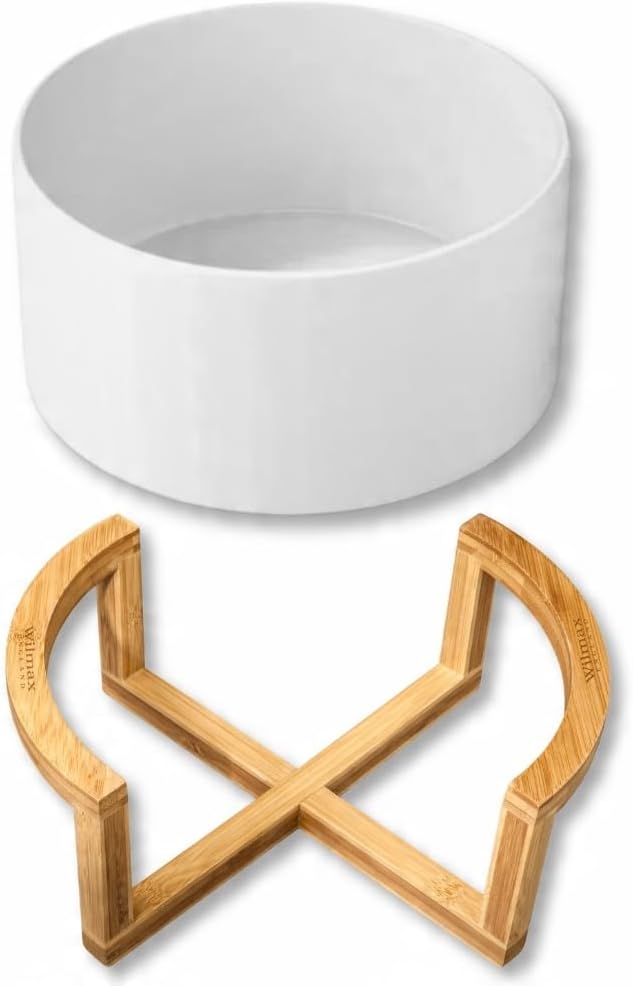 Wilmax Servierset 2-teilig mit Schüssel 18 cm mit Bambusständer Weiß Porzellan – Anwendungs- oder Detailansicht; Lieferumfang: 1 Schüssel + 1 Bambusständer