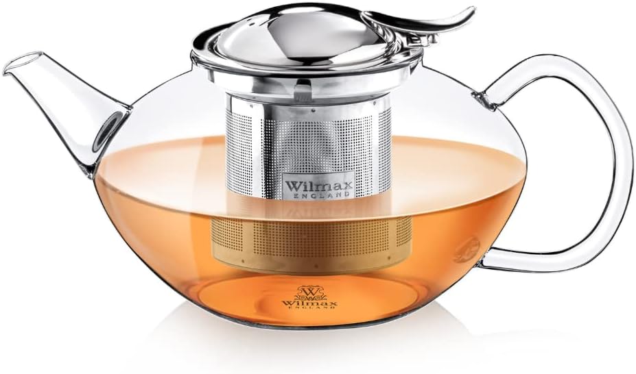 Wilmax Teekanne 650 ml mit Edelstahlfilter Transparent Thermoglas – Produktansicht; Lieferumfang: 1 Stück