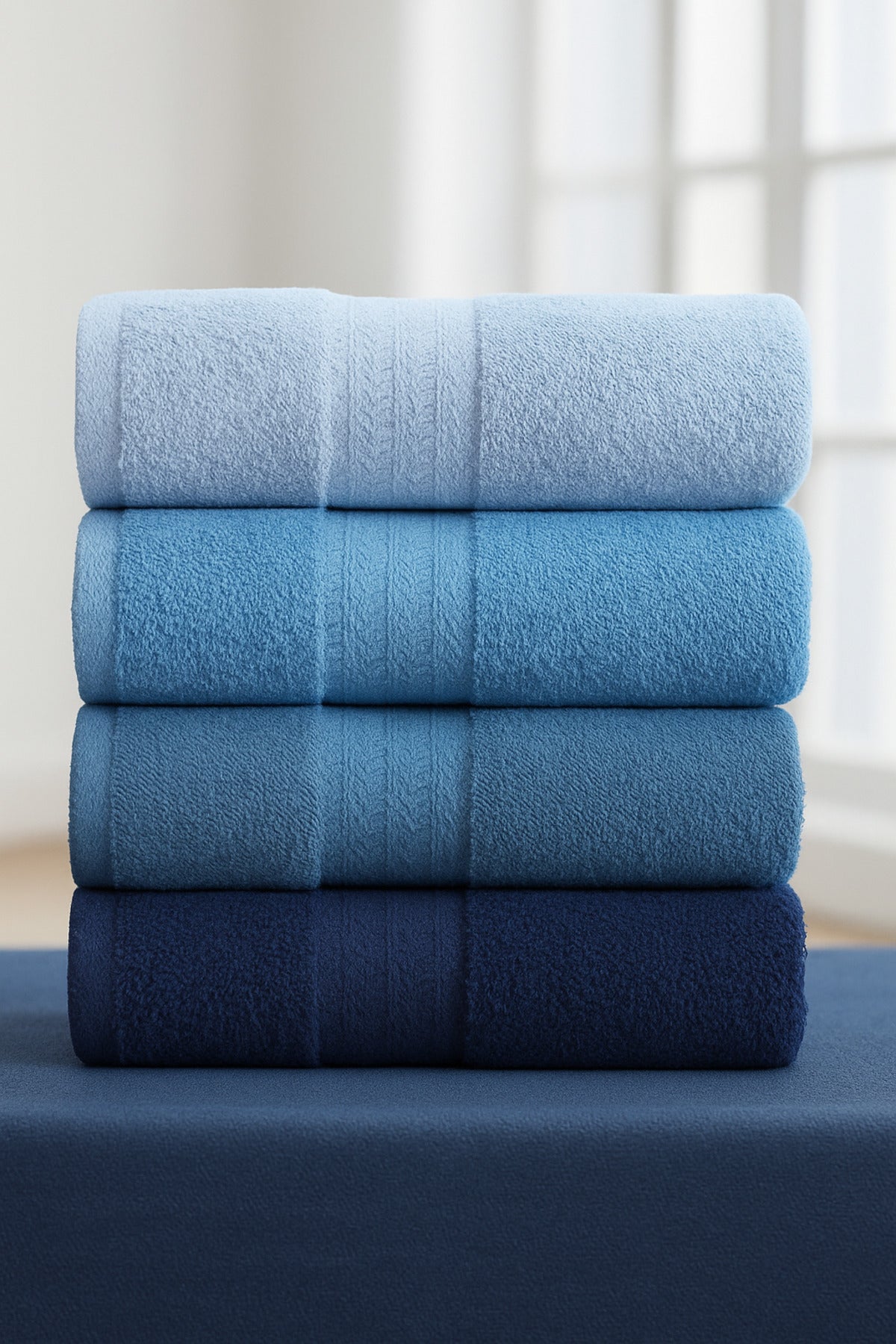 HELDENA Handtuch-Set Blau 4er – Baumwolle, 50×85 cm
