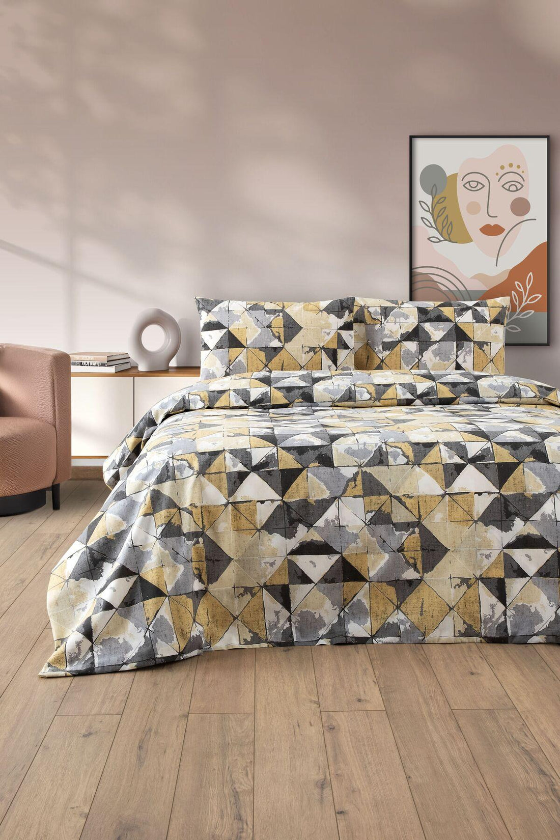 HELDENA LOVELY Bettwäsche-Set Gelb 200×220 cm mit Spannbettlaken