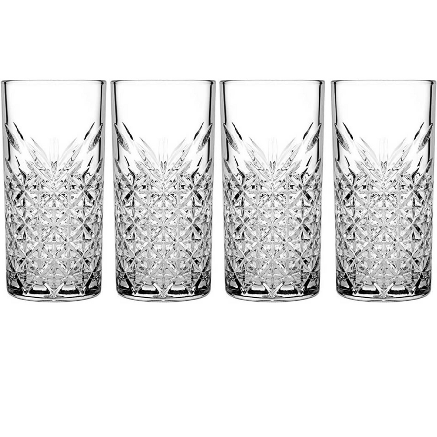 Vier Longdrinkgläser 450 ml transparent für Gäste und Alltag