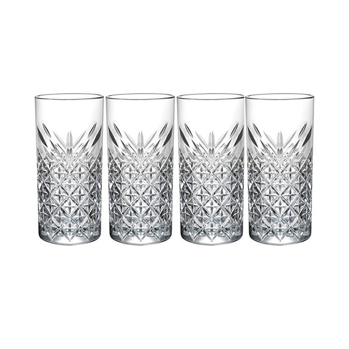 HELDENA Longdrinkgläser 295 ml mit Facettenstruktur – 4er-Set