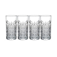 HELDENA Longdrinkgläser 295 ml mit Facettenstruktur – 4er-Set