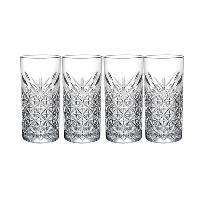 HELDENA Longdrinkgläser 295 ml mit Facettenstruktur – 4er-Set
