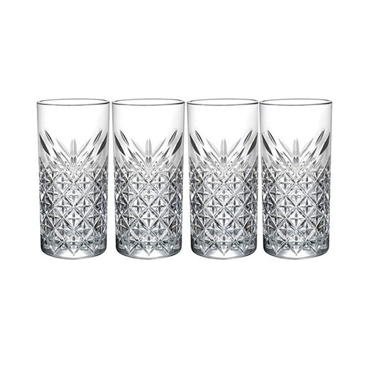 HELDENA Longdrinkgläser 295 ml mit Facettenstruktur – 4er-Set
