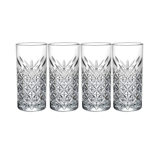 HELDENA Longdrinkgläser 295 ml mit Facettenstruktur – 4er-Set