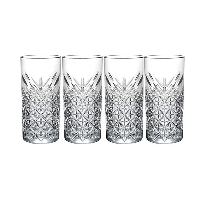 HELDENA Longdrinkgläser 295 ml mit Facettenstruktur – 4er-Set