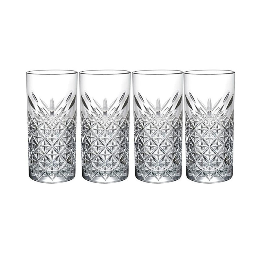 HELDENA Longdrinkgläser 295 ml mit Facettenstruktur – 4er-Set