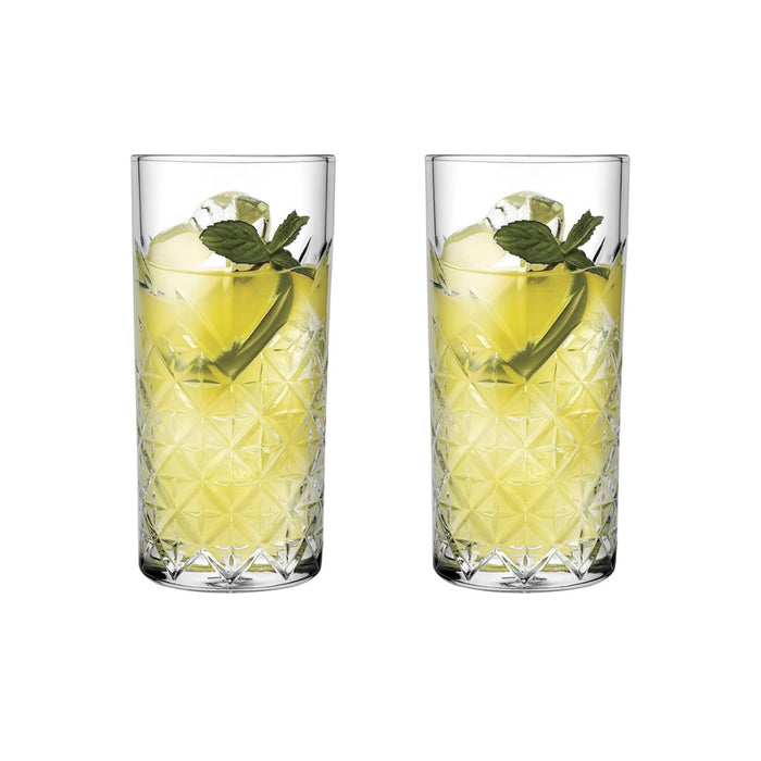 Longdrinkglas 295 ml Detailansicht mit Facettendesign und schlanker Form