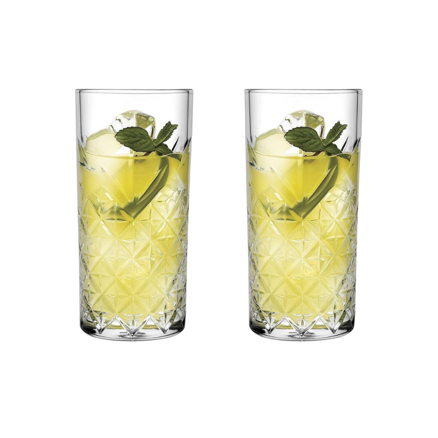 Longdrinkglas 295 ml Detailansicht mit Facettendesign und schlanker Form