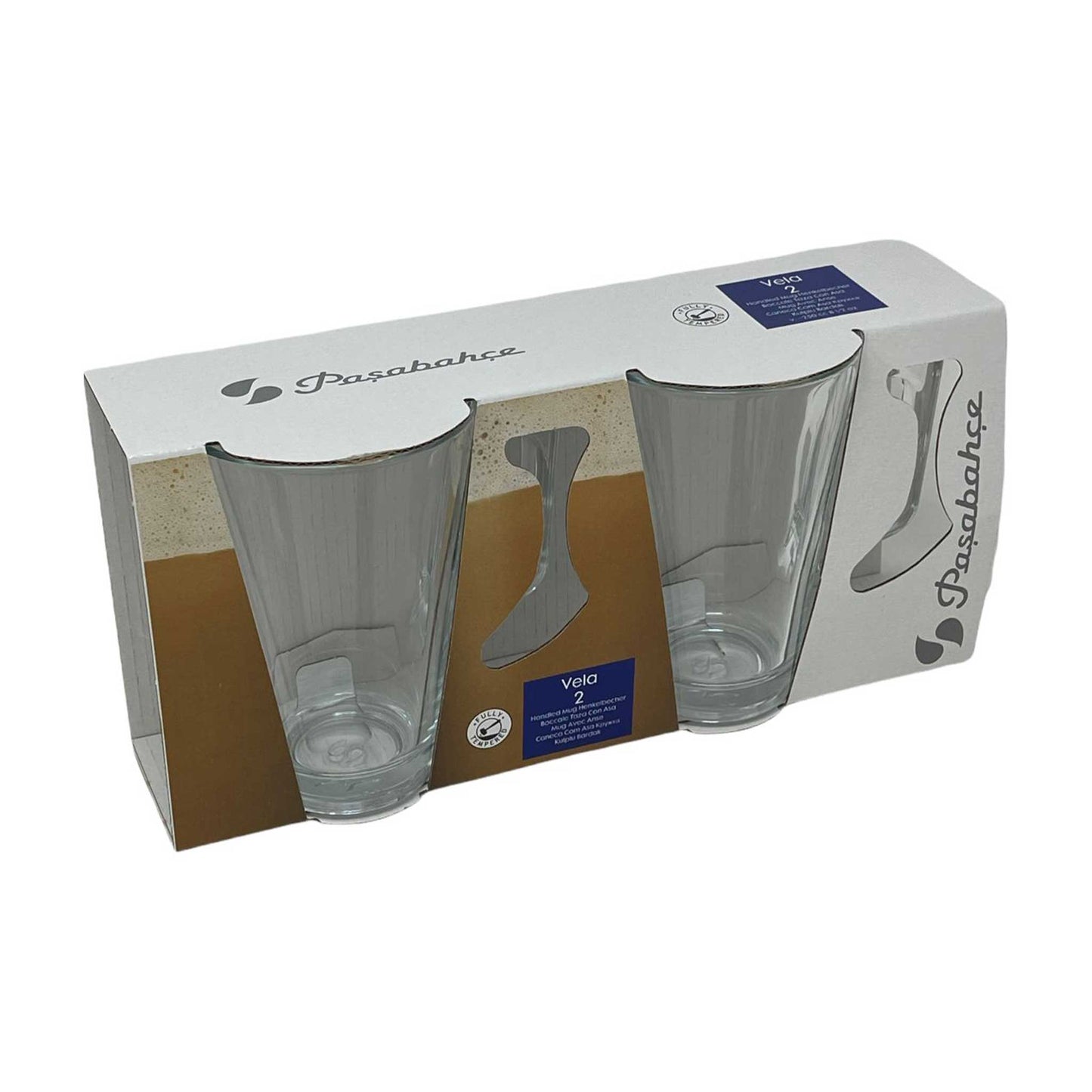 Pasabahce Vela Glas-Mug 250 ml mit Henkel für heiße und kalte Getränke im Alltag und für Gäste