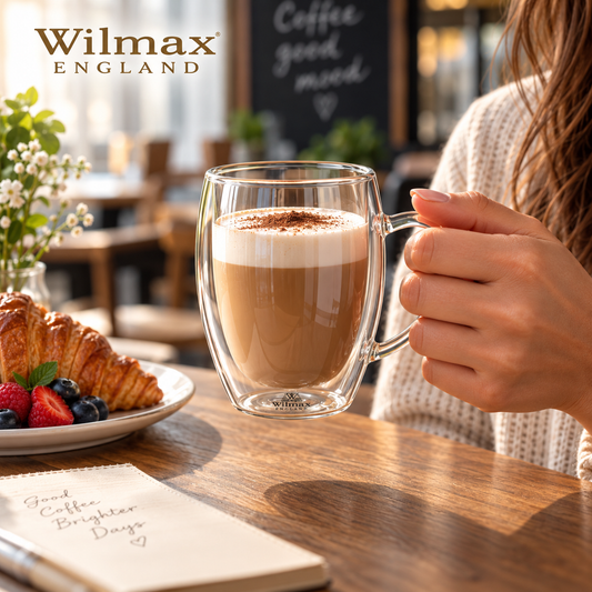 Wilmax Doppelwandiger Glasbecher 300 ml 4er-Set Transparent – Anwendungs- oder Detailansicht; Lieferumfang: 4 Stück