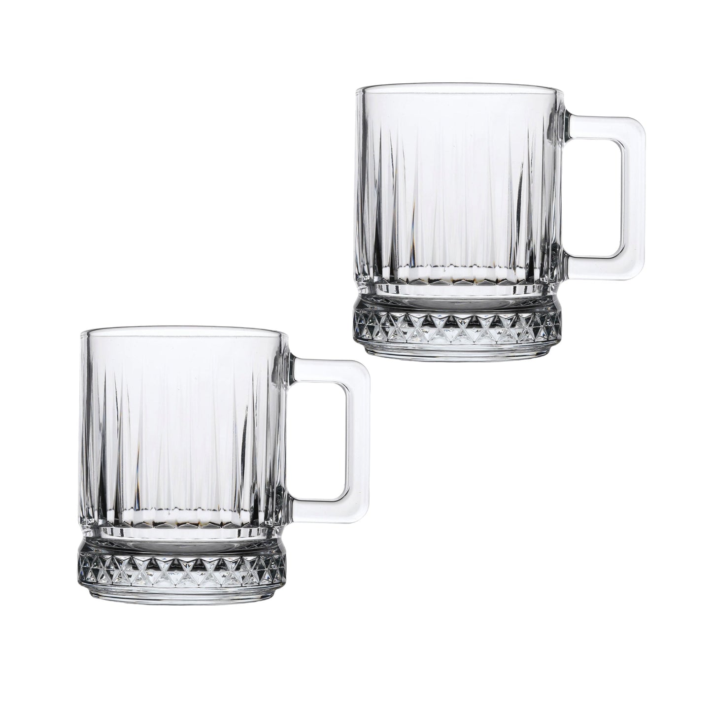 Pasabahce Elysia Mug 2er Set transparentes Glas mit Henkel für Alltag und Gäste
