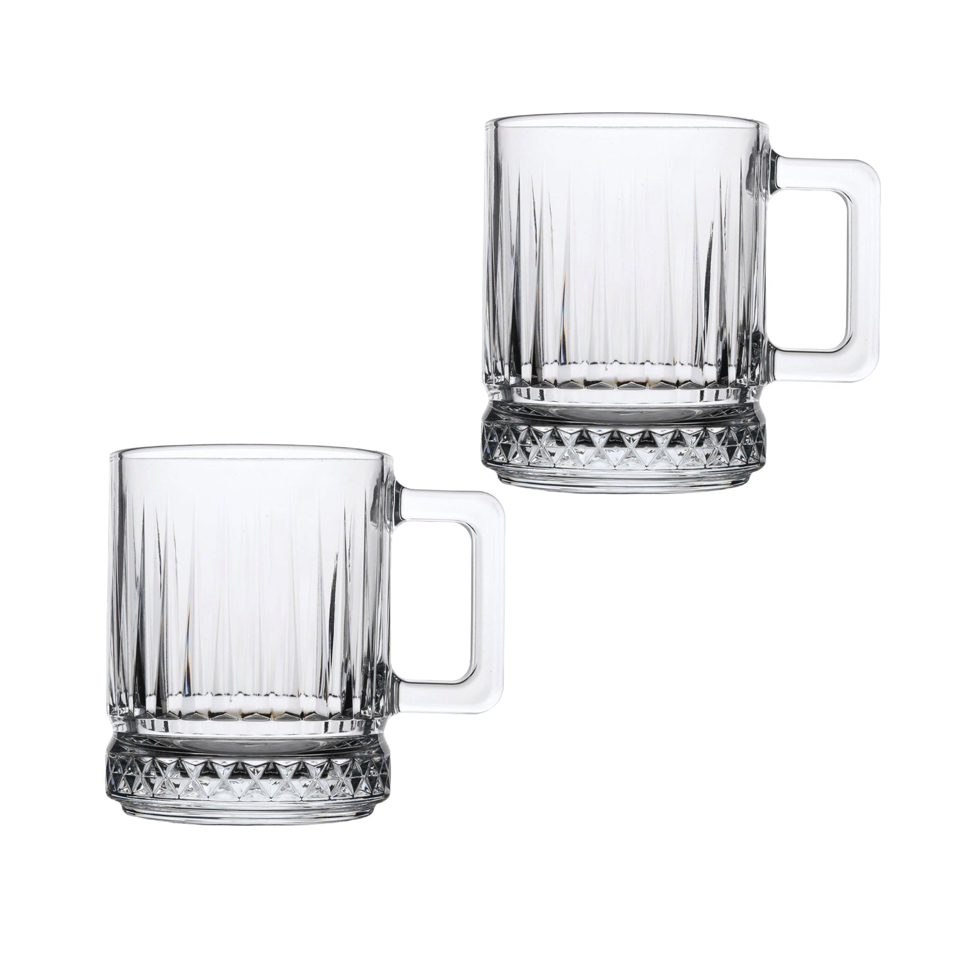 Pasabahce Elysia Mug 2er Set transparentes Glas mit Henkel für Alltag und Gäste