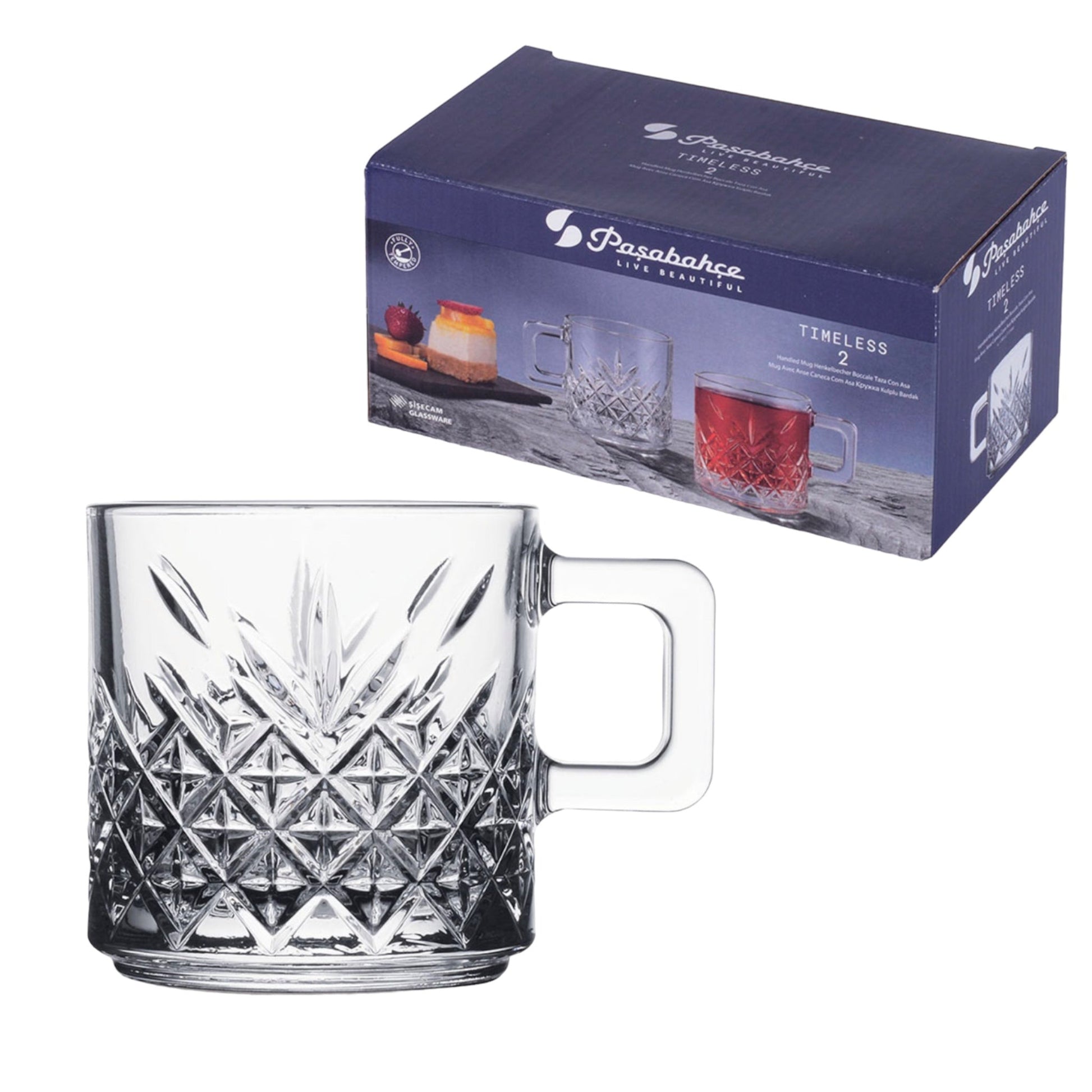 Pasabahce Timeless Mug 195 ml mit Henkel und klassischem Glasschliff
