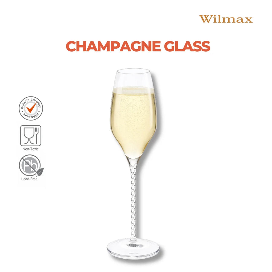 Wilmax Champagnerflöte 300 ml 2er-Set Transparent – Crystalline – Anwendungs- oder Detailansicht; Lieferumfang: 2 Stück