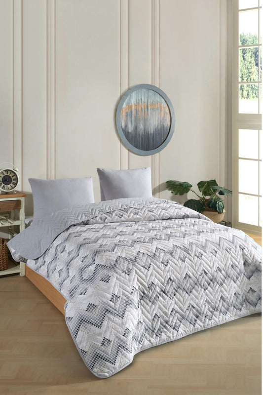HELDENA Piqué-Tagesdecke Grau – wendbar, 160×230 & 200×230 cm