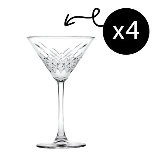 Vier elegante Martinigläser Pasabahce Timeless für Martini und Aperitif
