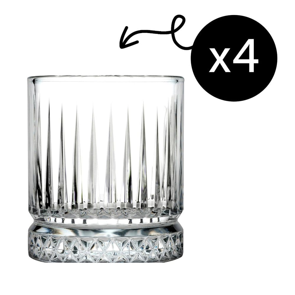 Vier Pasabahce Elysia Tumbler 210 ml Art-Déco Schliff transparent für Home Bar