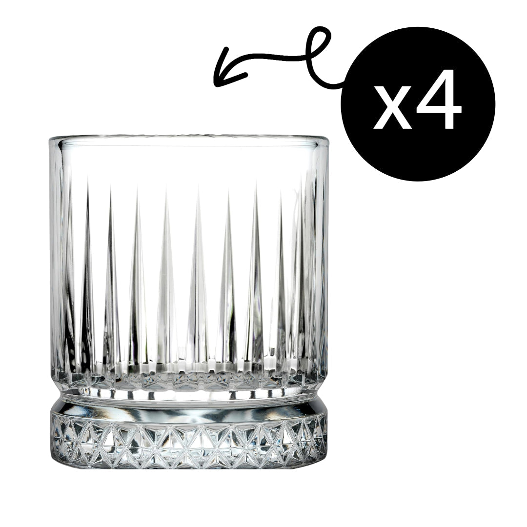 Vier Pasabahce Elysia Tumbler 210 ml Art-Déco Schliff transparent für Home Bar