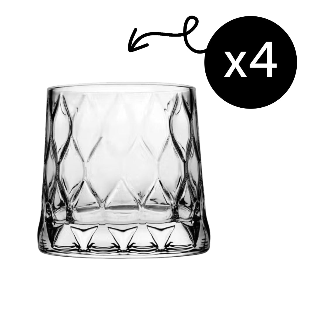 HELDENA Whiskyglas 300 ml – 4er Set mit Blattmuster