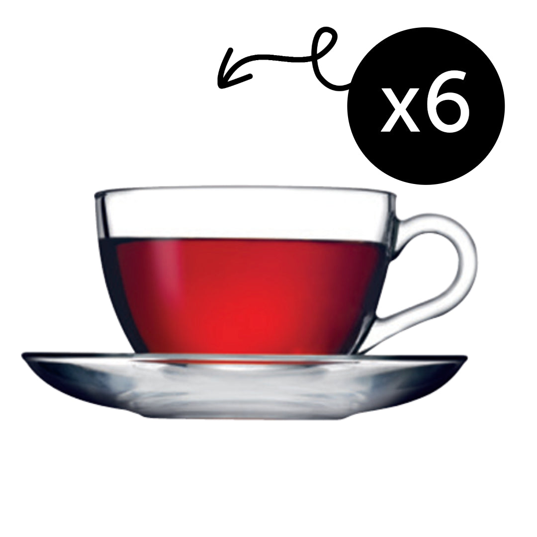 HELDENA Basic Glastassen-Set 238 ml – mit Untertellern