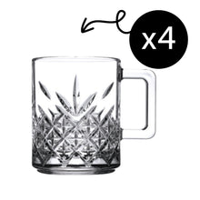 Henkelbecher aus transparentem Glas mit Timeless Struktur für Tee und Latte