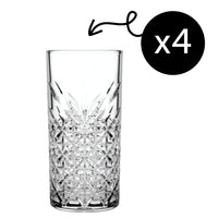 Longdrinkglas 450 ml klar mit dekorativem Schliff für Wasser und Cocktails