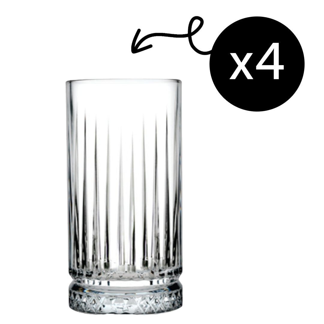 Pasabahce Elysia Longdrinkgläser 445 ml 4er Set elegante Trinkgläser und Cocktailgläser aus Glas