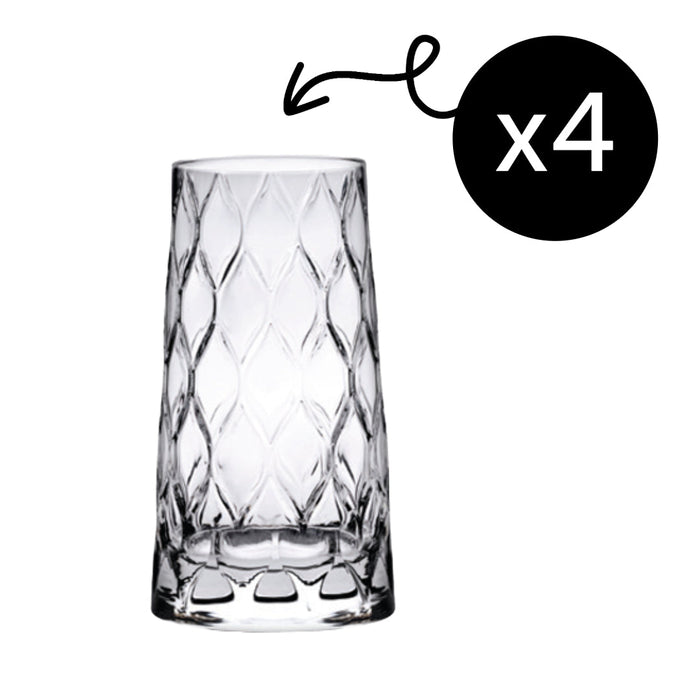 HELDENA Longdrinkgläser 450 ml – 4er Set mit Blattmuster