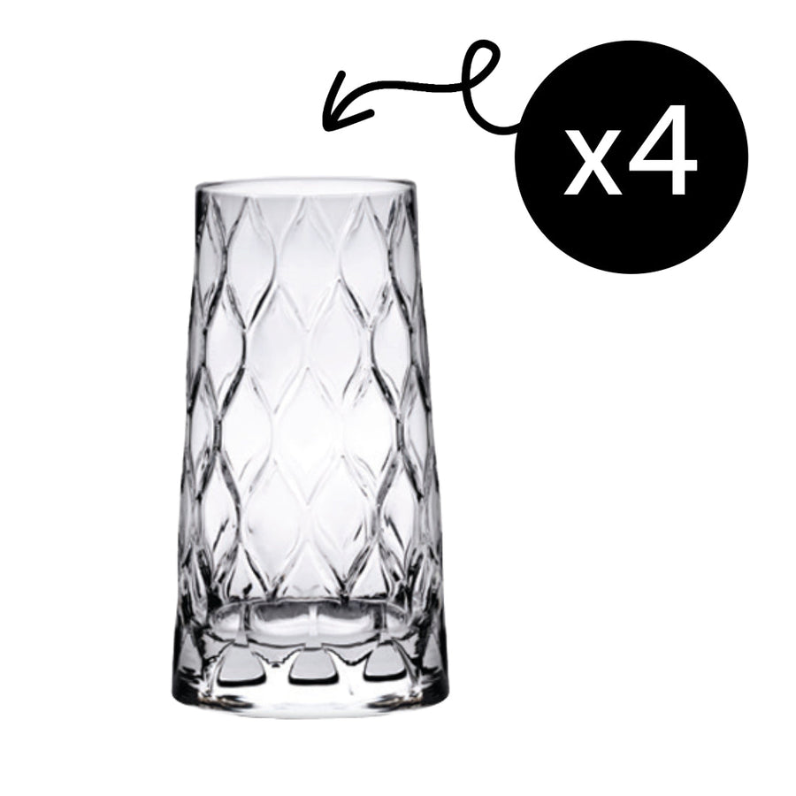 HELDENA Longdrinkgläser 450 ml – 4er Set mit Blattmuster