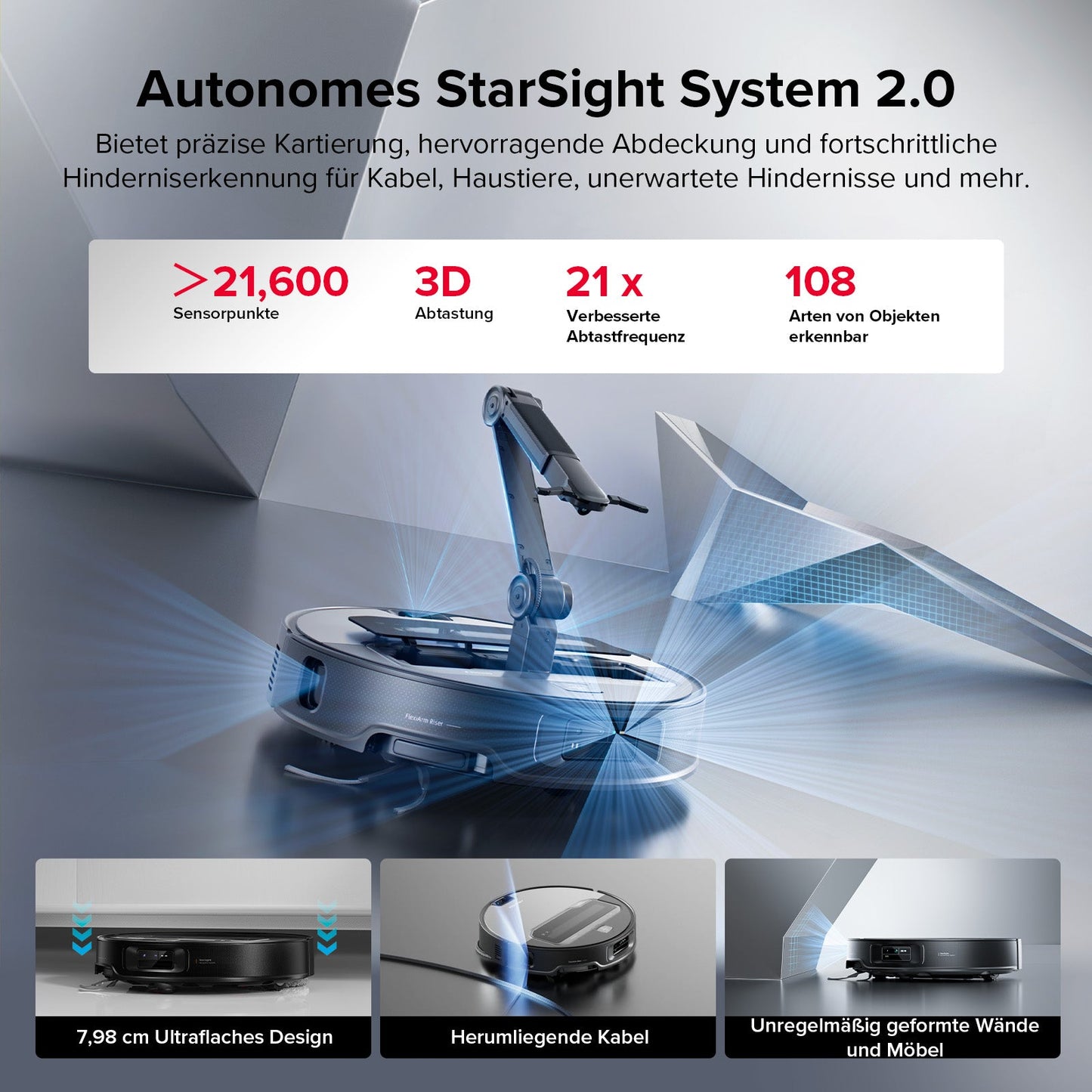 Roborock Saros Z70 Saugroboter mit Greifarm für Hartboden und Teppich