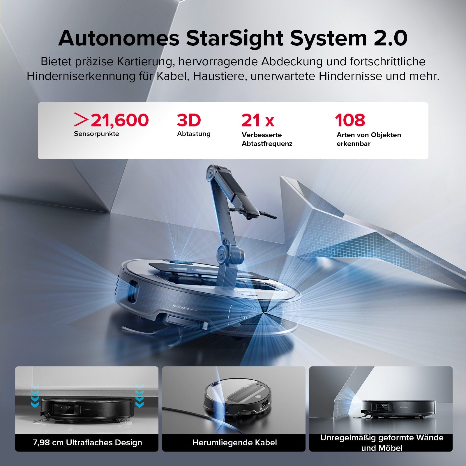 Roborock Saros Z70 Saugroboter mit Greifarm für Hartboden und Teppich