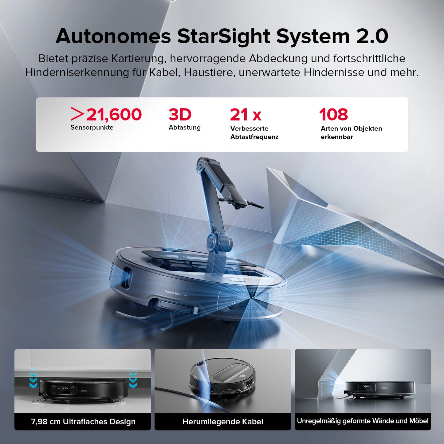 Roborock Saros Z70 Saugroboter mit OmniGrip-Arm und 22.000 Pa Saugkraft