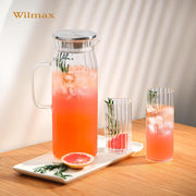 Wilmax Krug 1500 ml mit Edelstahldeckel Transparent Thermoglas – Anwendungs- oder Detailansicht; Lieferumfang: 1 Stück