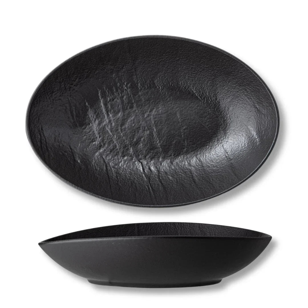 Wilmax Ovale Servierschale 30 × 19,5 × 7 cm Schwarz Porzellan