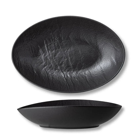 Wilmax Ovale Servierschale 30 × 19,5 × 7 cm Schwarz Porzellan