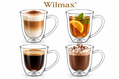 Wilmax Doppelwandige Tasse 250 ml 4er-Set Transparent