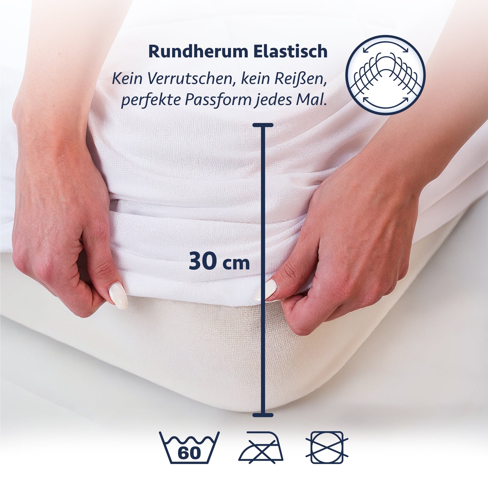 Wasserdichter Fitted Matratzenschoner für Matratzen aus Mikrofaser in Weiß
