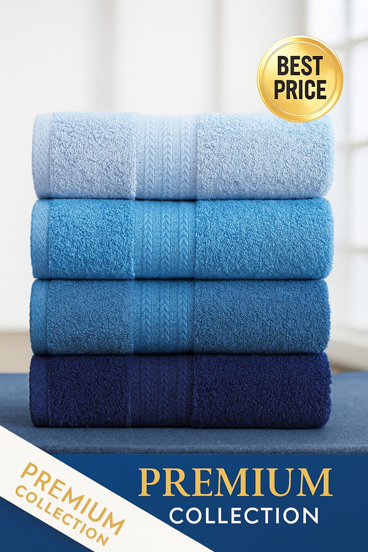 HELDENA Handtuch-Set Blau 4er – Baumwolle, 50×85 cm