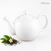 Wilmax Kaffee- und Teekanne mit Ausgusssieb 1100 ml Weiß Porzellan