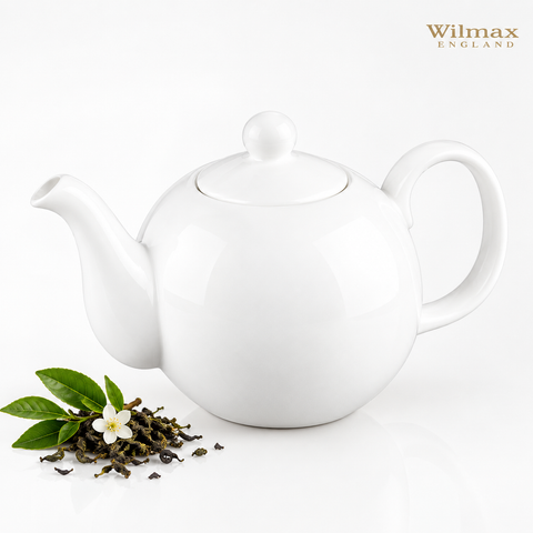 Wilmax Kaffee- und Teekanne mit Ausgusssieb 1100 ml Weiß Porzellan