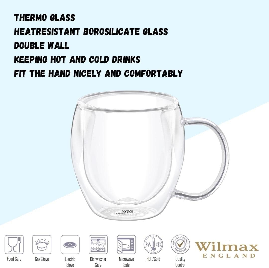Wilmax Doppelwandiger Glasbecher 250 ml 4er-Set Transparent – Anwendungs- oder Detailansicht; Lieferumfang: 4 Stück