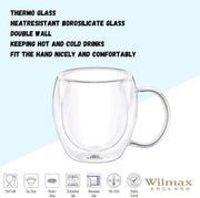 Wilmax Doppelwandiger Glasbecher 250 ml 4er-Set Transparent – Anwendungs- oder Detailansicht; Lieferumfang: 4 Stück